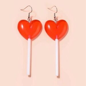 Red Heart Lollipop Earrings